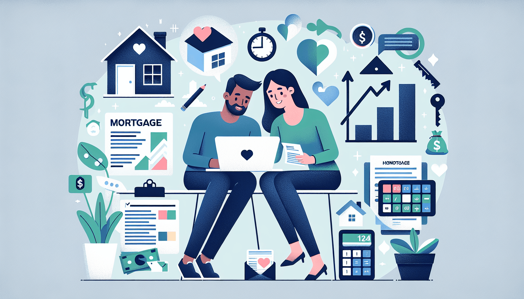 Couple planifiant des rénovations avec des documents financiers et un ordinateur portable